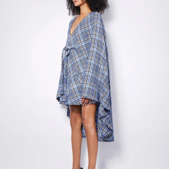 RtA cape style poncho. Blue plaid. Wool blend. Size M/L - Picture 2 of 5